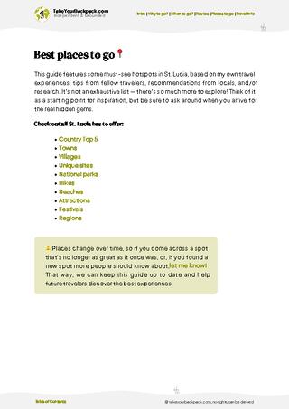 example page 5 from our offline Travel Guide for Saint Lucia